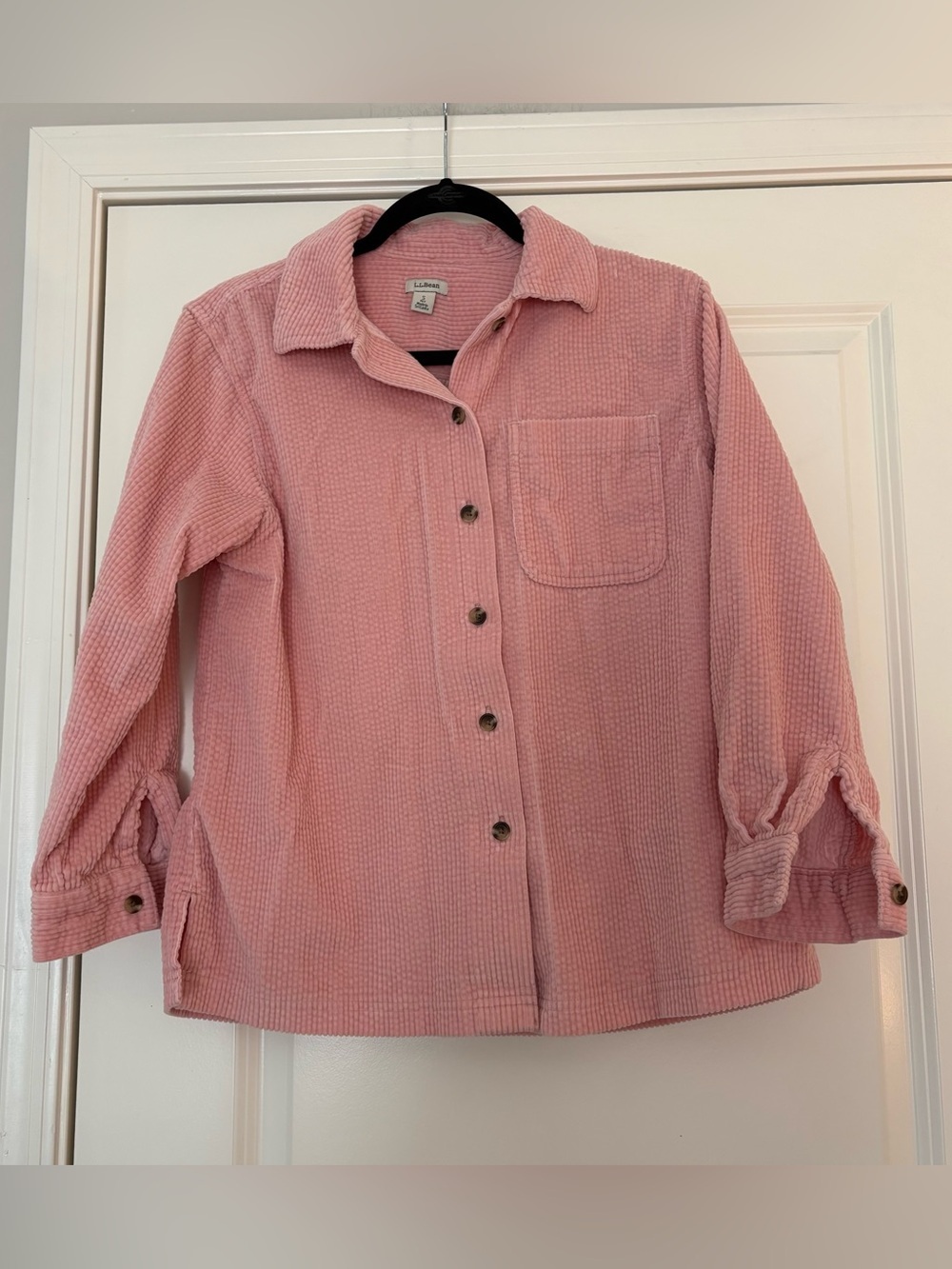 L.L. Bean Women’s Pink Corduroy Cotton Button-Up Shacket